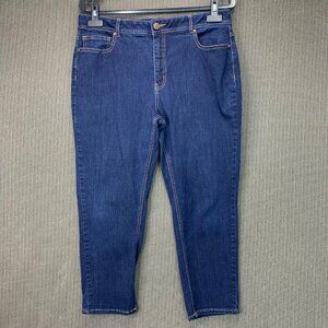 1946 Denim Womens Size 16 Blue Mid-Rise Cropped Jeans Dark Wash Stretch Fabric